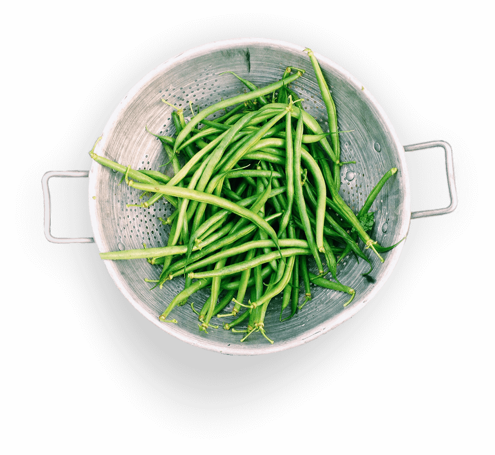 green beans in a metallic pot